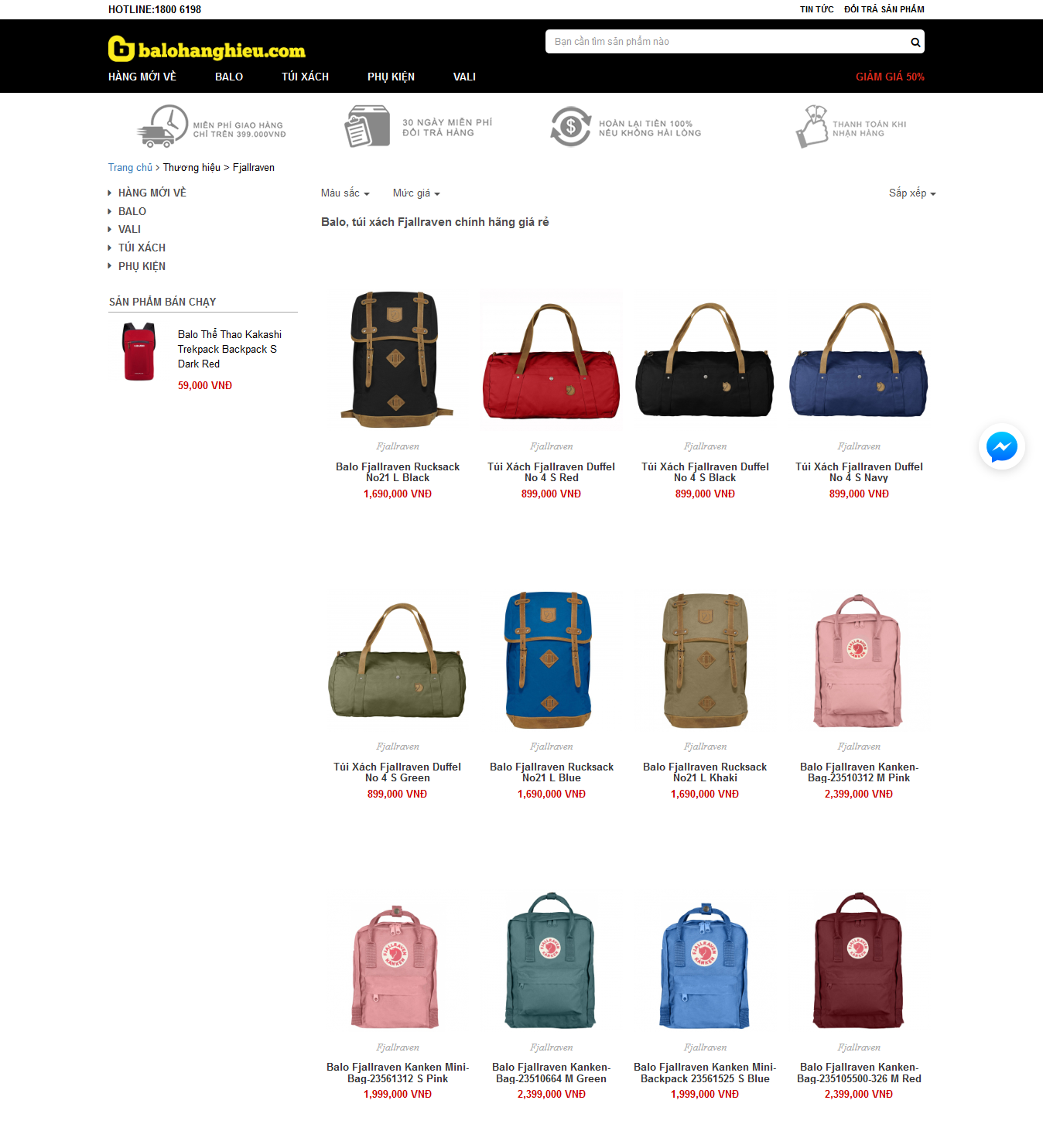 Giá bán balo thương hiệu Fjallraven tại balohanghieu