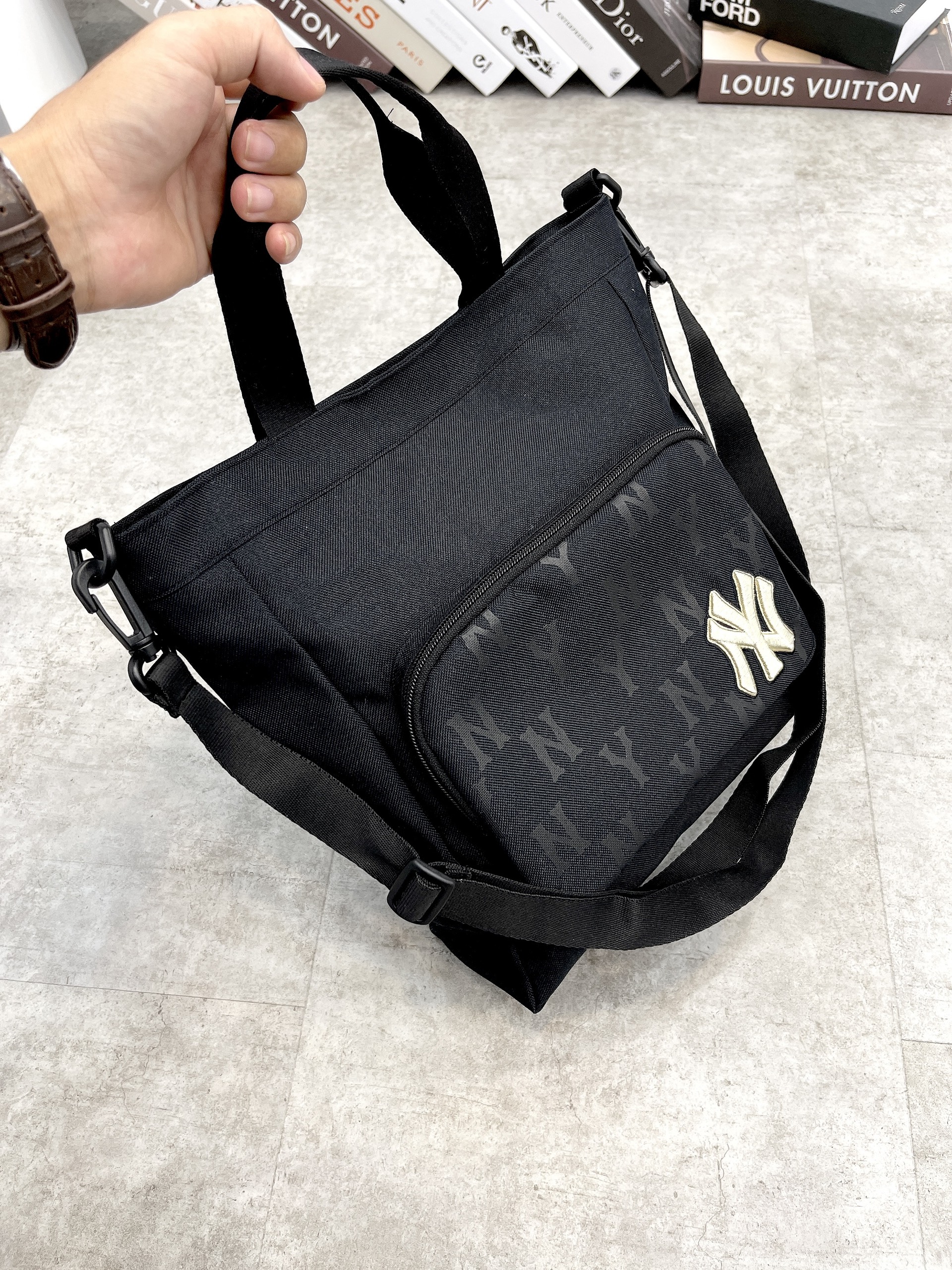 Túi MLB Hobo Bag Monogram Jacquard NY  Black