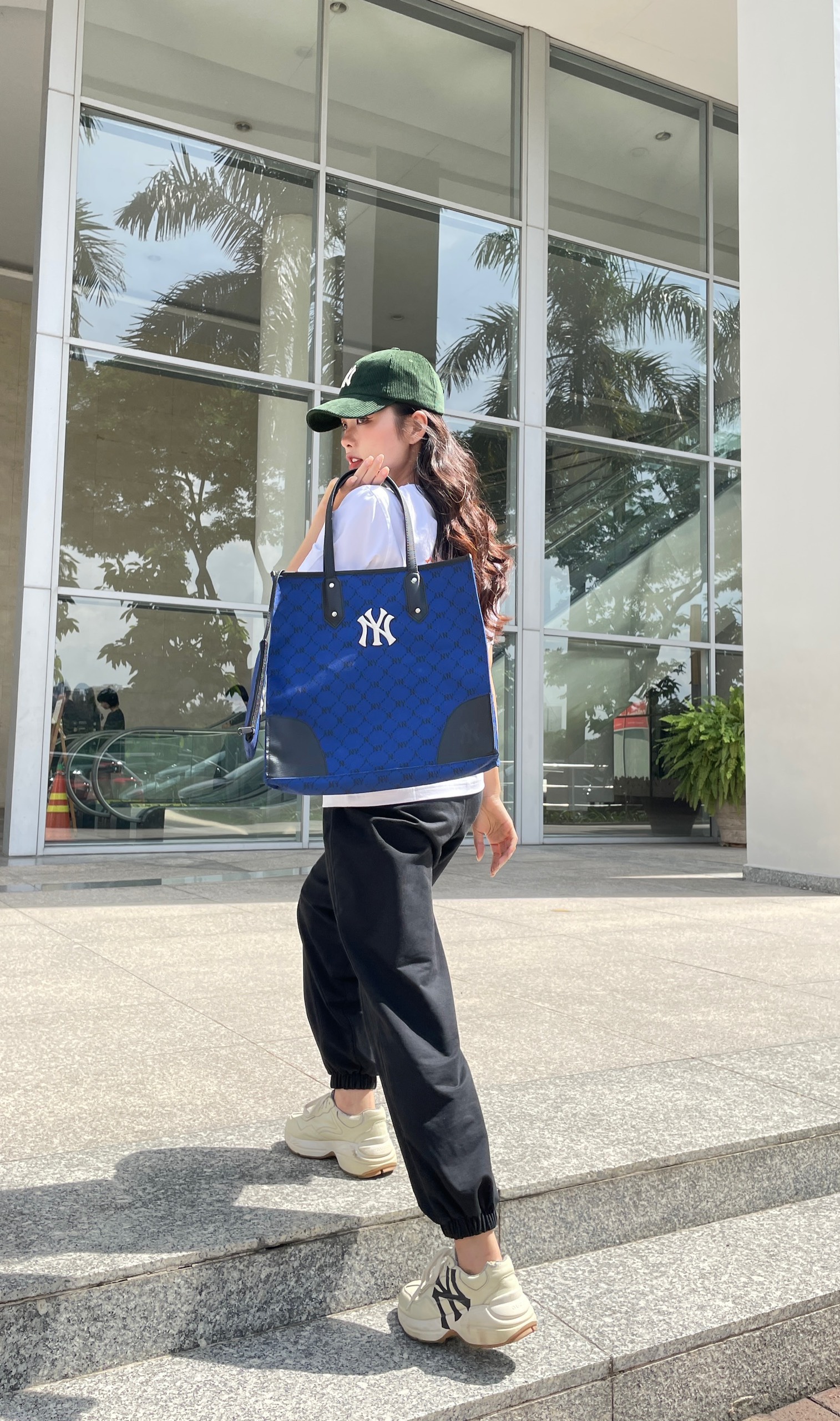 TÚI TOTE B416 MLB MONOGRAM DIA JACQUARD TOTE BAG BLUE